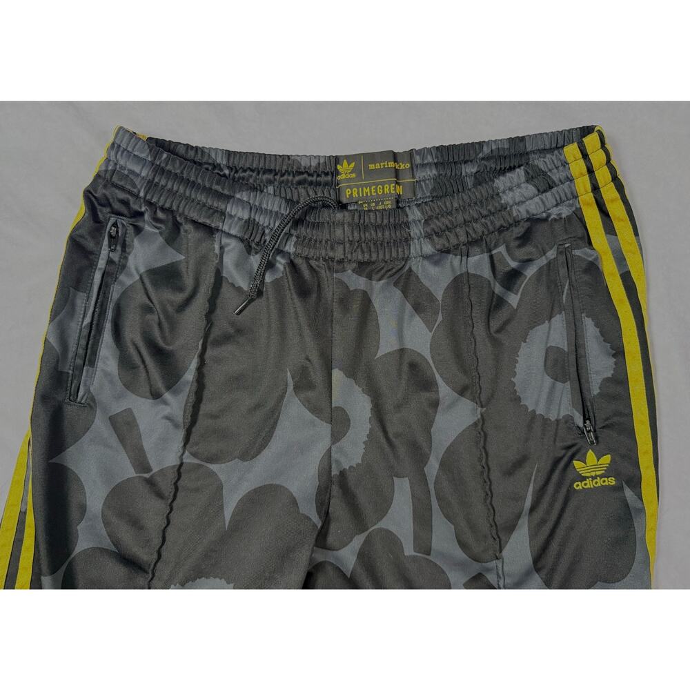 ADIDAS X MARIMEKKO FIREBIRD TRACK PANTS Sz Large Unikko Poppy Flower Black Gold - Picture 7 of 10